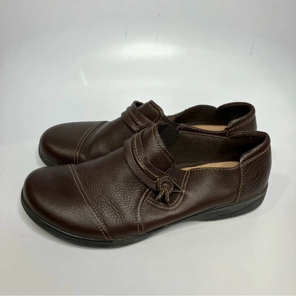 Clarks Cheyn Madi brown leather‎ slip on shoes size 10